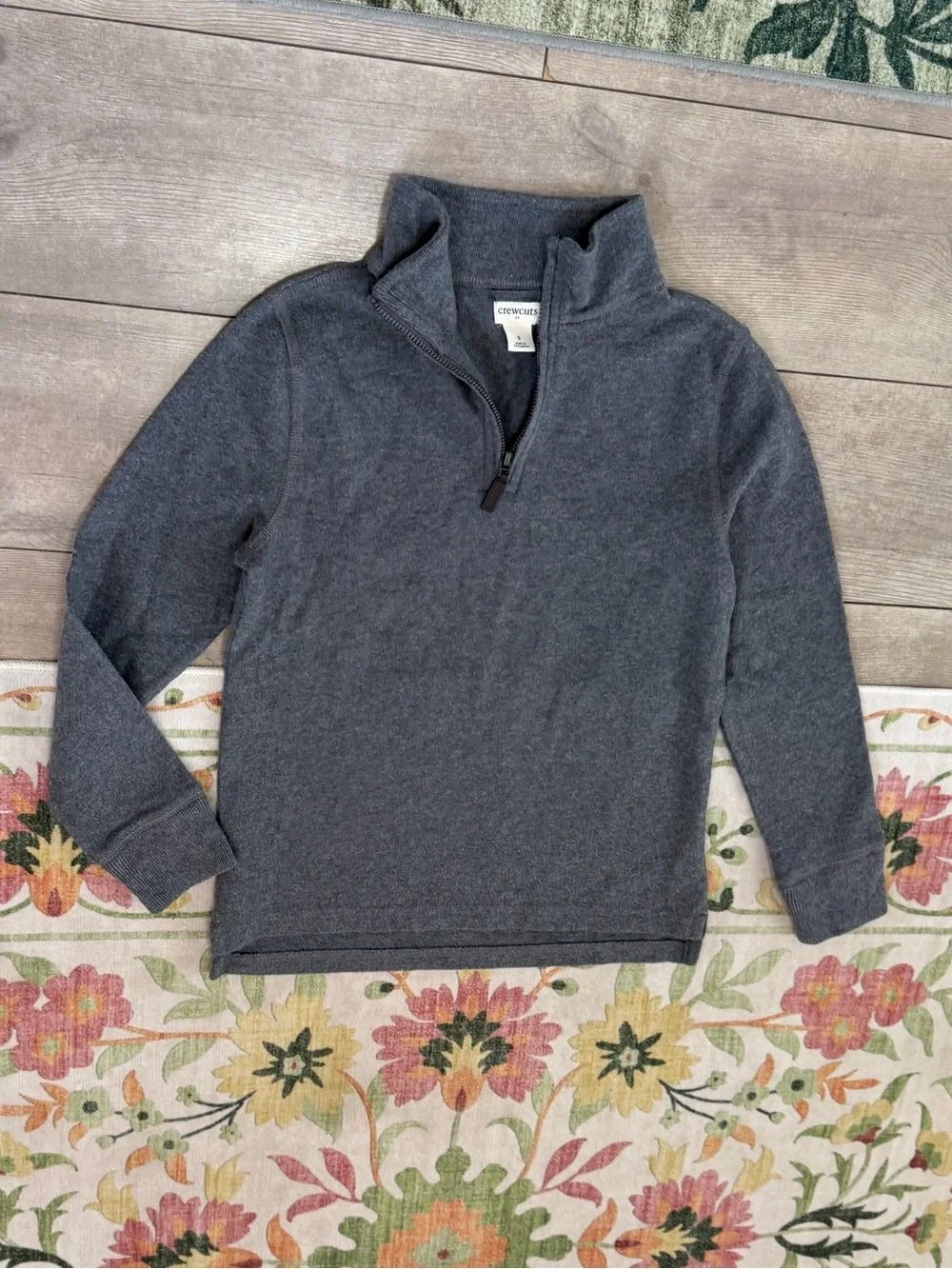 Crewcuts charcoal gray boys' quarter-zip pullover sweater Size small